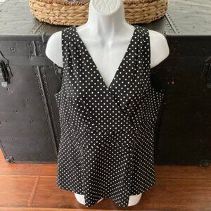 Torrid Black White Polka Dot Sleeveless Peplum Style Blouse 1 (14-16 1X)